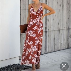 Satin floral maxi dress